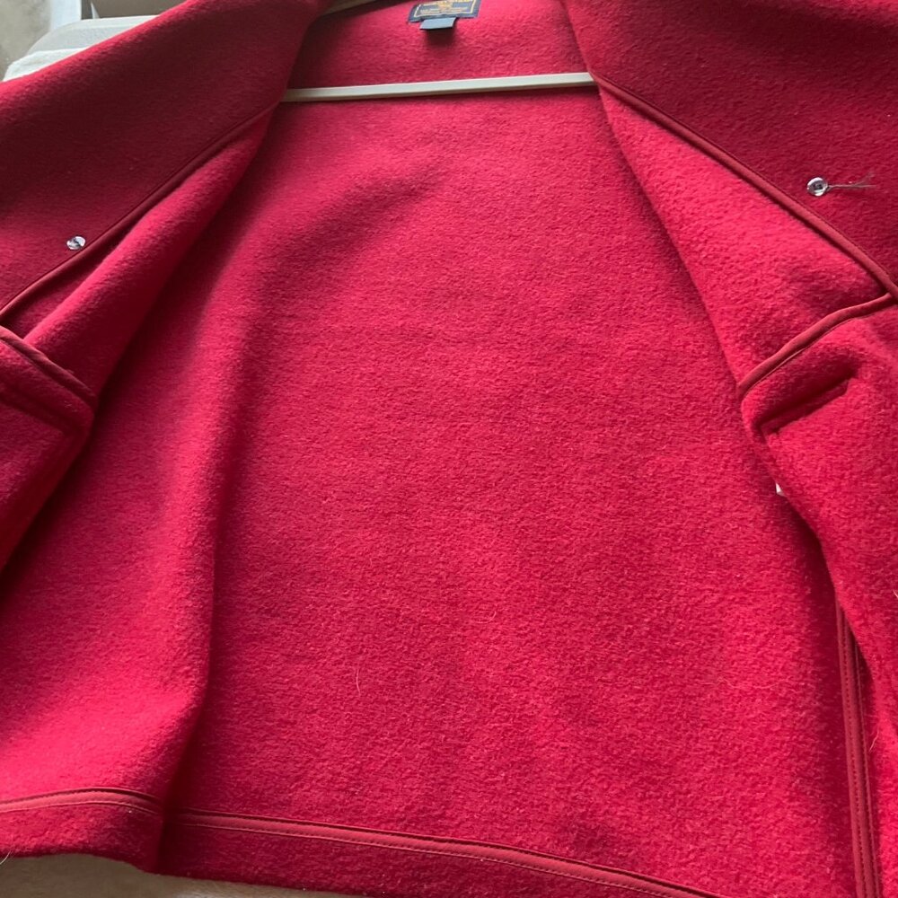 Woolrich Womens Sz Medium Pea coat Wool blend Ruby Red Double breasted - Picture 5 of 11